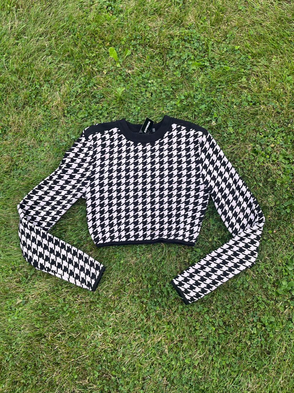 Express | Cropped L/S Sweater | Black & White